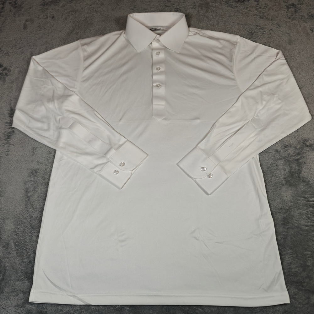 Collars & Co Dress Collar Polo Mens Medium White Long Sleeve Performance Shirt